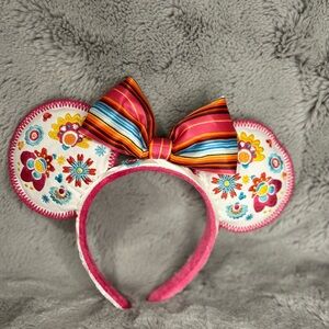 Coco Disney Ears Colorful Floral Embroidered Headband with Bow